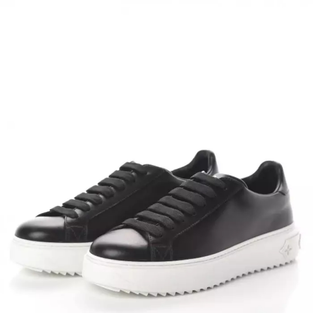 Louis Vuitton Black Calfskin Leather Time Out Sneaker 38